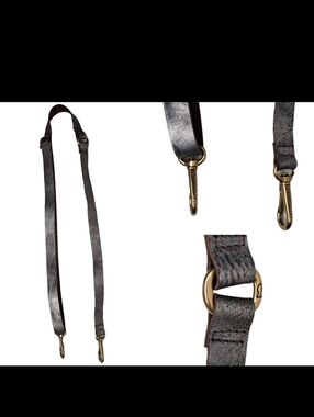 Campomaggi Leather Strap Bag Strap Metallic Silver Brown Long Adjustable 52"